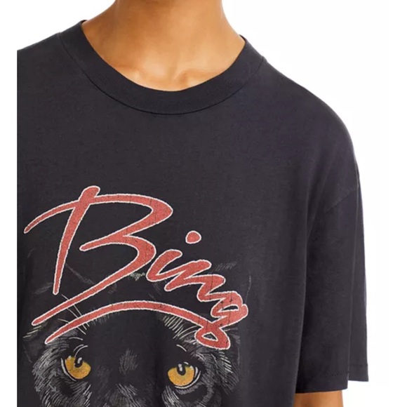 Anine Bing Walker Panther Cat Organic Cotton Distressed Vintage Charcoal Tee - Picture 9 of 9